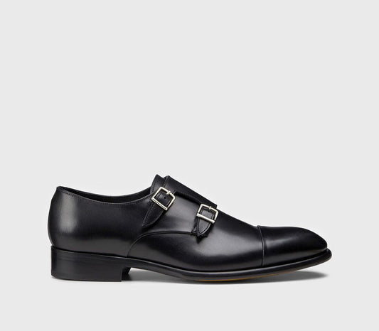 MONK STRAP SHOES IN BLACK LEATHER