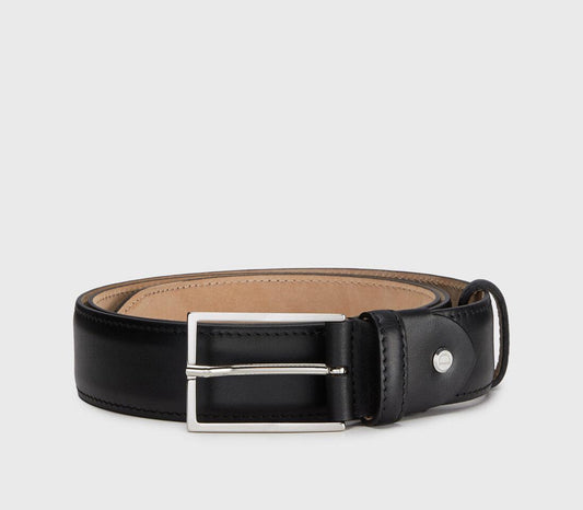 BLACK CALFSKIN LEATHER ADJUSTABLE BELT